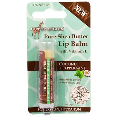 Pure Shea Butter Lip Balm, Coconut + Peppermint