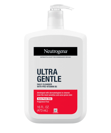 Ultra Gentle Daily Cleanser with Pro-Vitamin B5 for Acne Prone Skin, Fragrance-Free