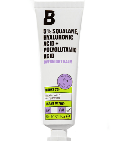 5% Squalane, Hyaluronic Acid + Polyglutamic Acid Overnight Balm