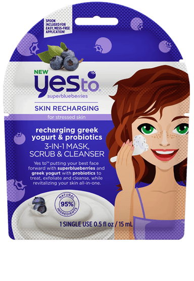 Recharging Greek Yogurt & Probiotics 3-in-1 Mask, Scrub & Cleanse r– Single Use