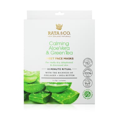 Calming Aloe Vera And Green Tea Sheet Face Masks