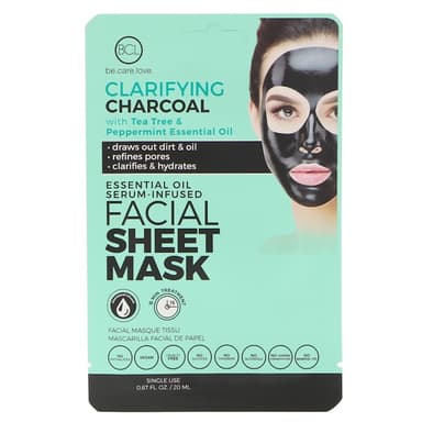 Essential Oil Serum-Infused Facial Sheet Mask, Clarifying Charcoal