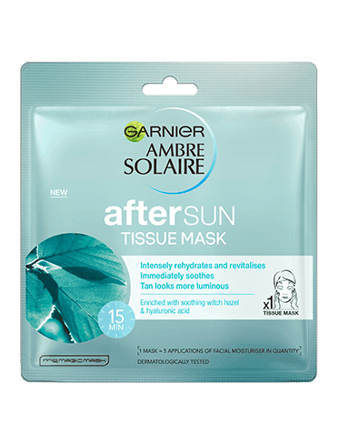 Ambre Solaire After Sun Tissue Mask With Soothing Witch Hazel And Hyaluronic Acid