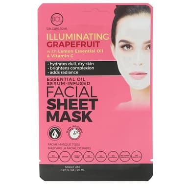 Essential Oil Serum-Infused Facial Sheet Mask, Illuminating Grapefruit