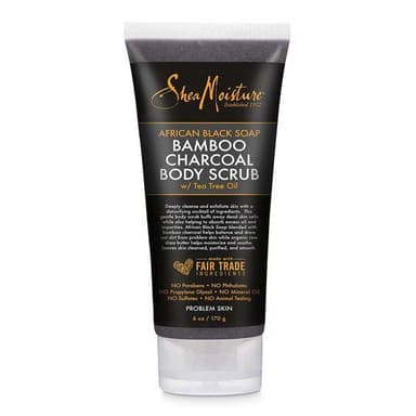 African Black Soap Bamboo Charcoal Body Scrub W/ Tea Tree Oil