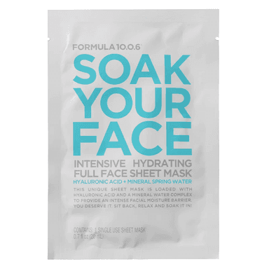 Soak Your Face Intensive Hydrating Full Face Sheet Mask Hyaluronic Acid + Mineral Spring Water