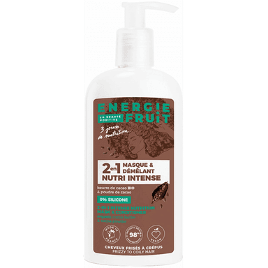 2en1 Masque Démêlant Nutri Intense Beurre de Cacao Bio et Poudre de Cacao 